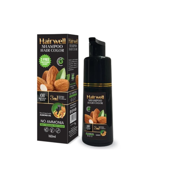 HAIR WELL SHAMPO HAIR COLOR BLACK 160ML